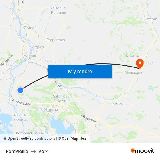 Fontvieille to Volx map