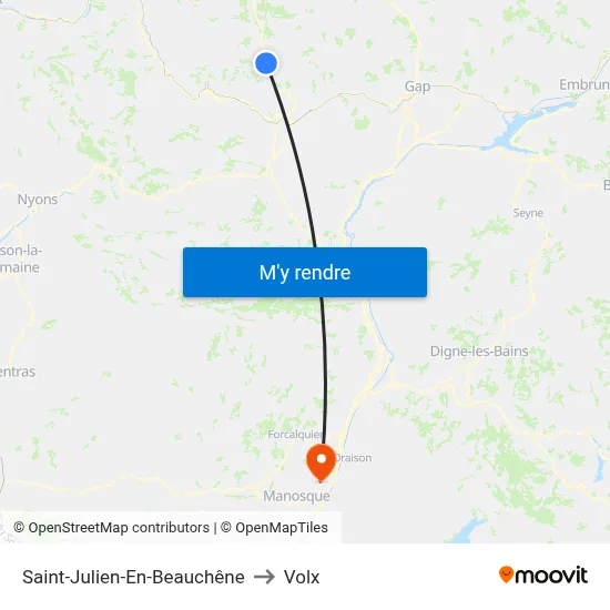 Saint-Julien-En-Beauchêne to Volx map