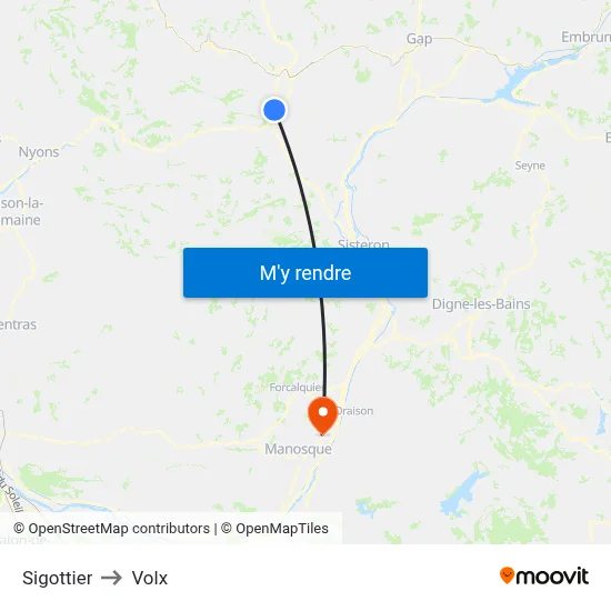 Sigottier to Volx map