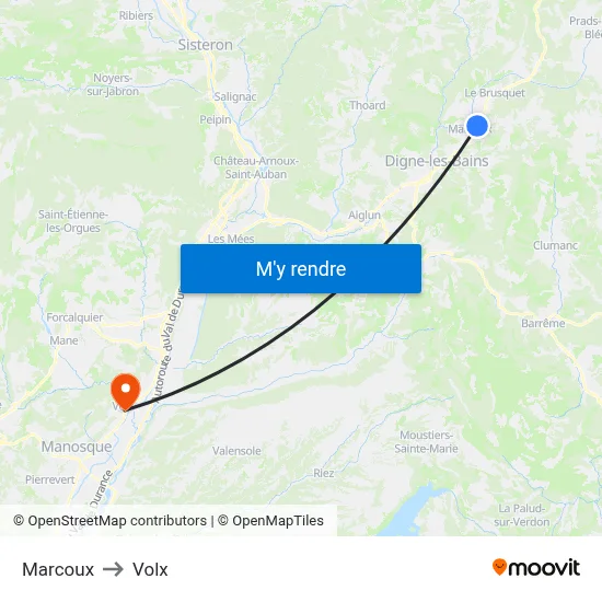 Marcoux to Volx map