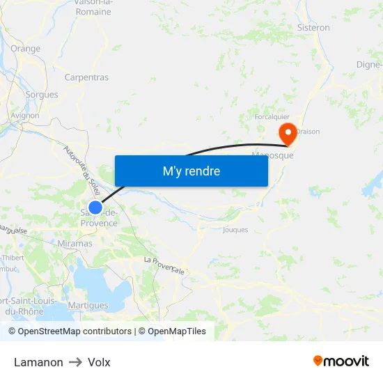 Lamanon to Volx map