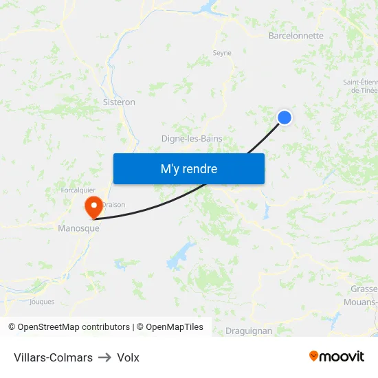 Villars-Colmars to Volx map
