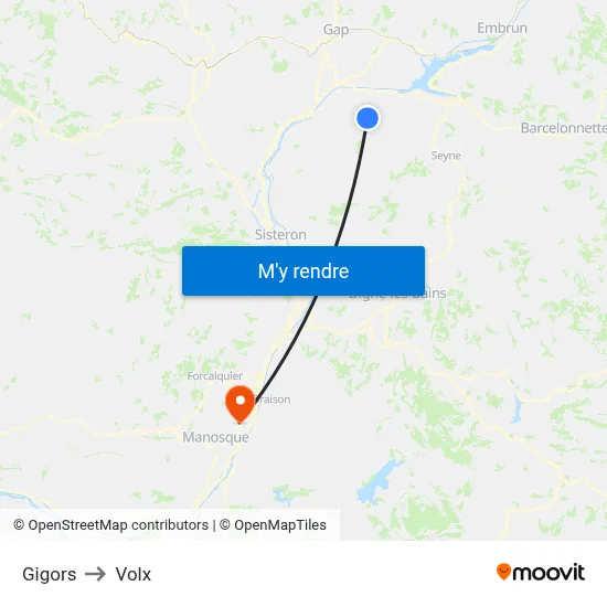 Gigors to Volx map