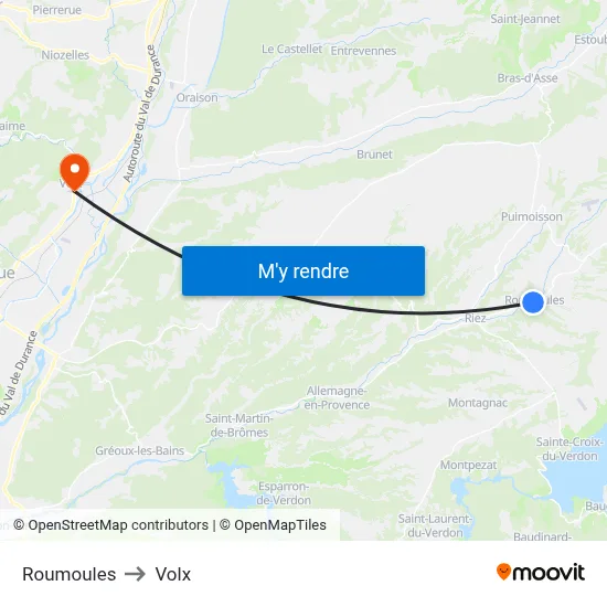 Roumoules to Volx map