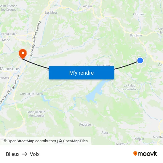 Blieux to Volx map