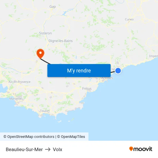 Beaulieu-Sur-Mer to Volx map