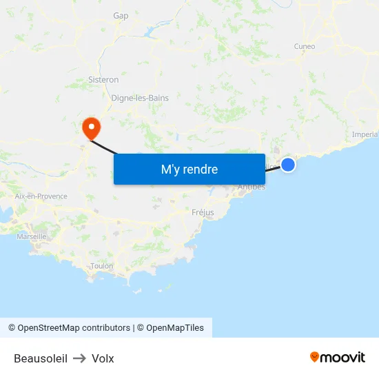 Beausoleil to Volx map