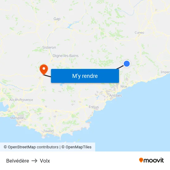 Belvédère to Volx map