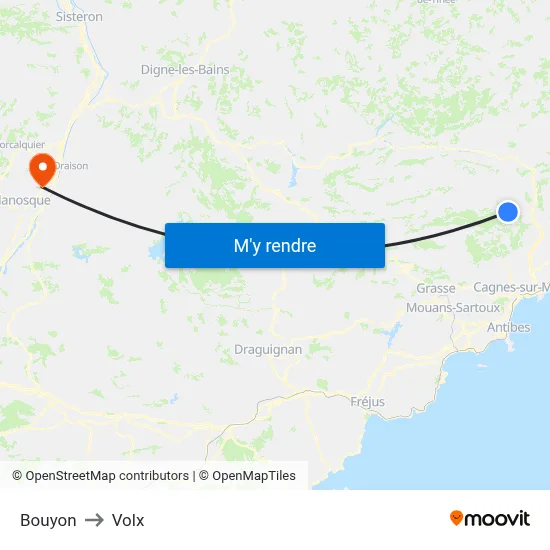 Bouyon to Volx map