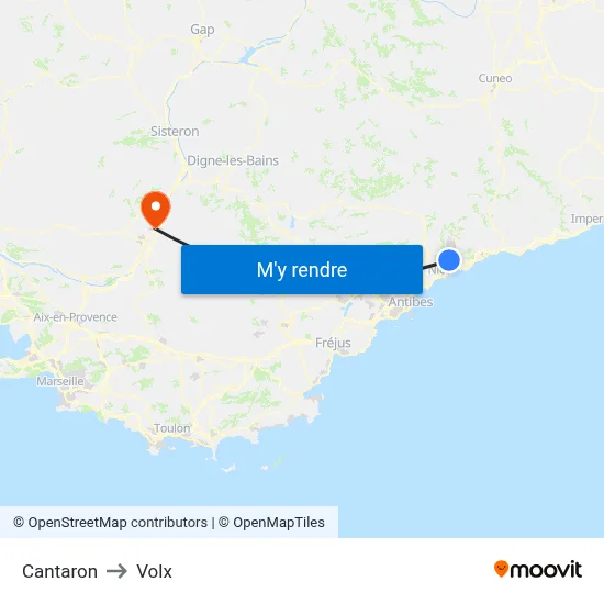 Cantaron to Volx map