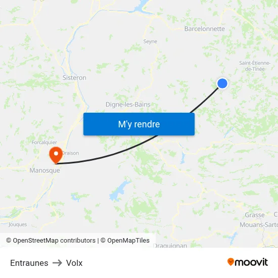 Entraunes to Volx map