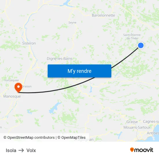 Isola to Volx map