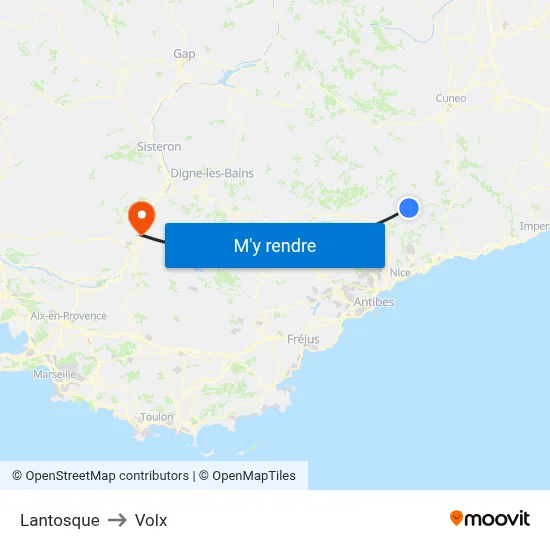 Lantosque to Volx map