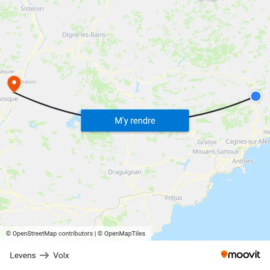 Levens to Volx map