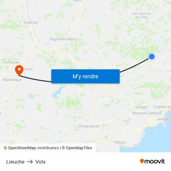 Lieuche to Volx map