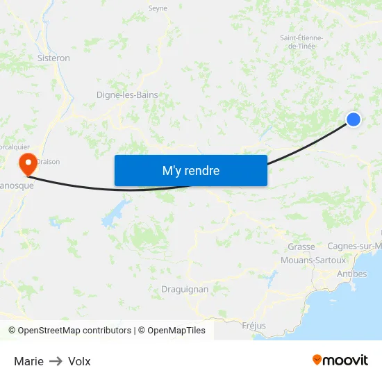 Marie to Volx map