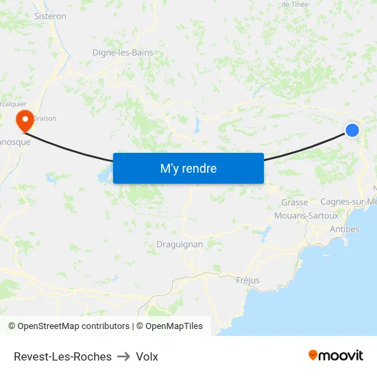 Revest-Les-Roches to Volx map