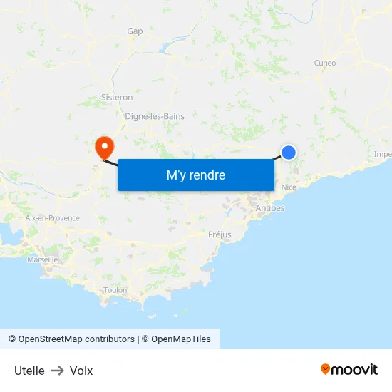 Utelle to Volx map