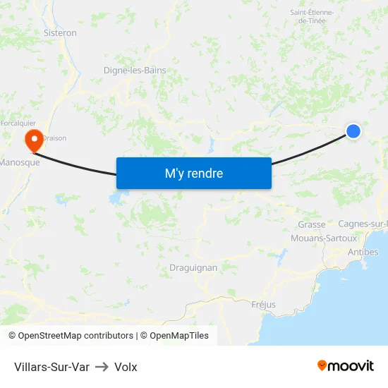 Villars-Sur-Var to Volx map