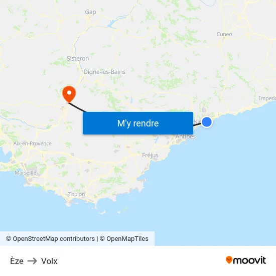 Èze to Volx map