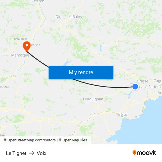 Le Tignet to Volx map