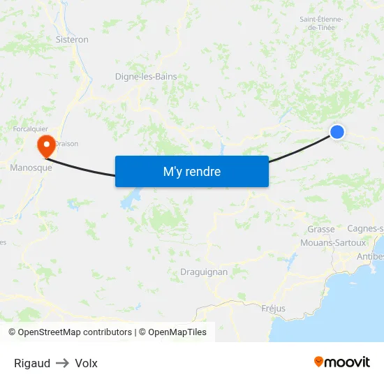 Rigaud to Volx map