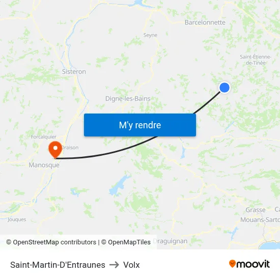 Saint-Martin-D'Entraunes to Volx map