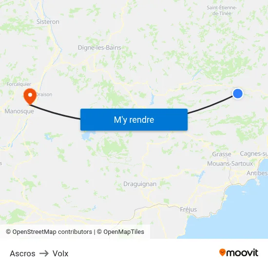 Ascros to Volx map