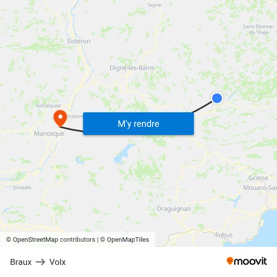 Braux to Volx map