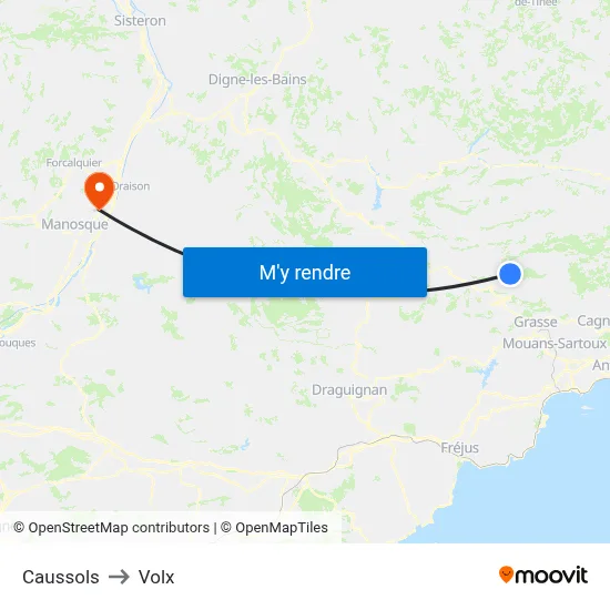 Caussols to Volx map