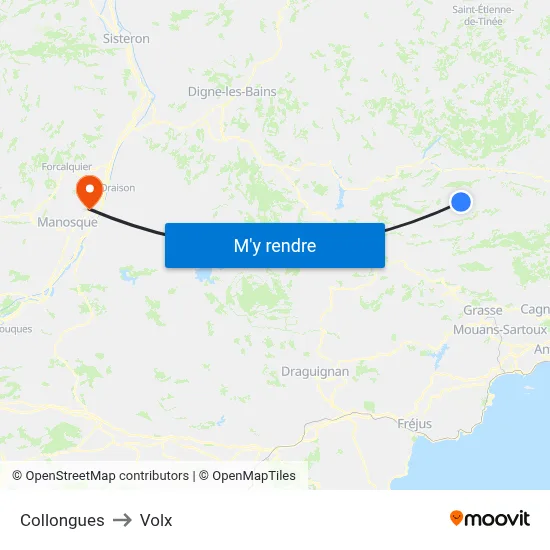Collongues to Volx map