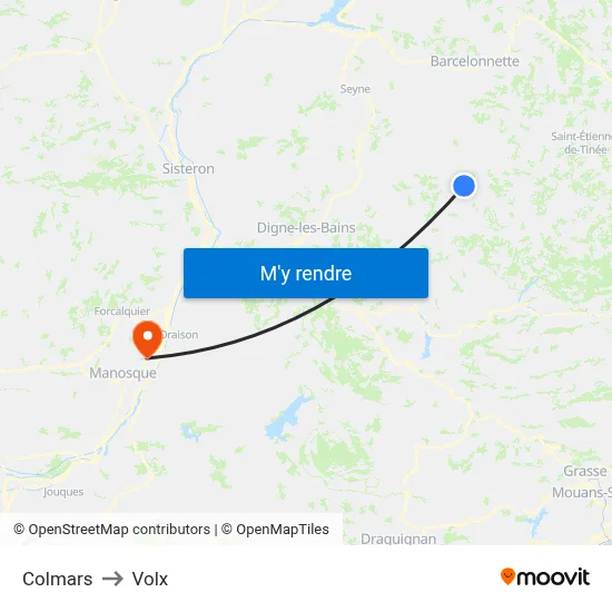 Colmars to Volx map