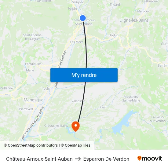 Château-Arnoux-Saint-Auban to Esparron-De-Verdon map
