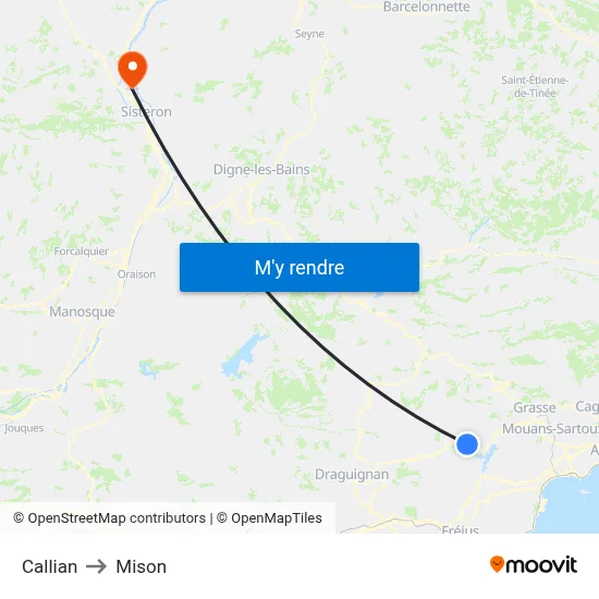 Callian to Mison map