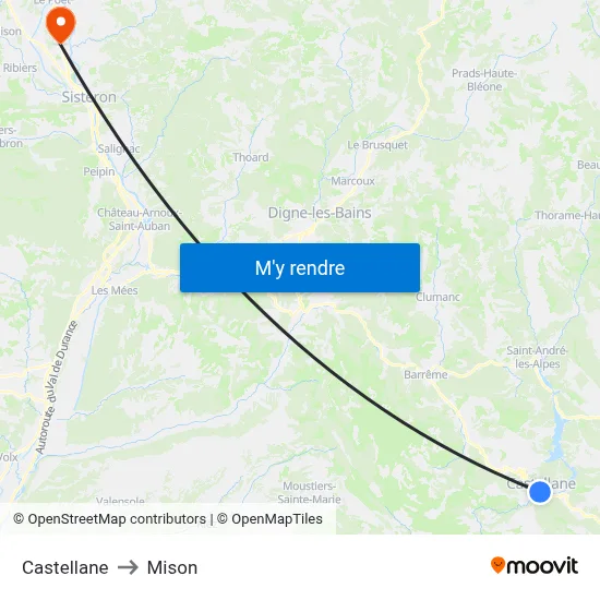 Castellane to Mison map