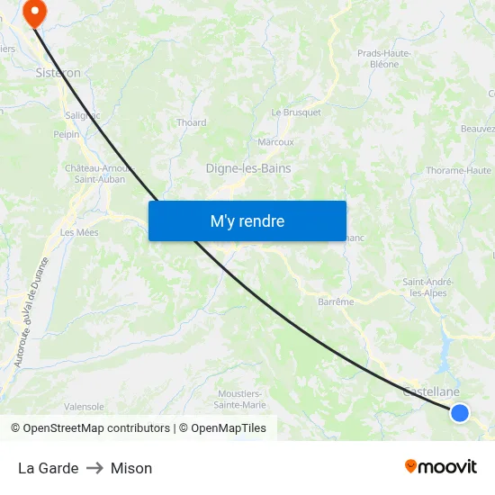 La Garde to Mison map
