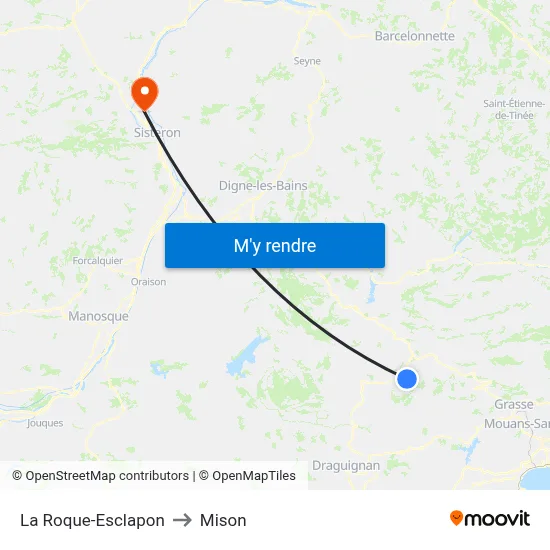 La Roque-Esclapon to Mison map
