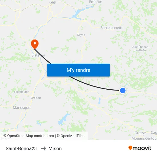 Saint-Benoã®T to Mison map