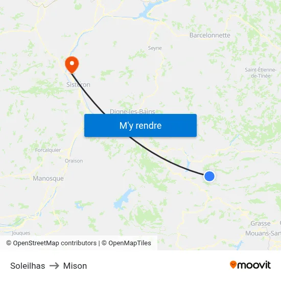 Soleilhas to Mison map
