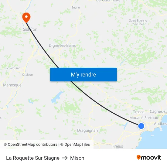 La Roquette Sur Siagne to Mison map