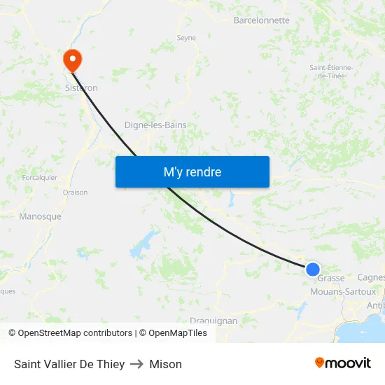 Saint Vallier De Thiey to Mison map