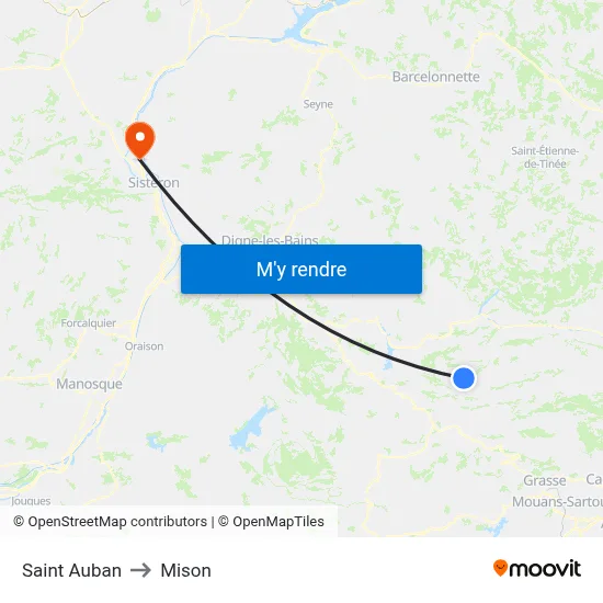 Saint Auban to Mison map