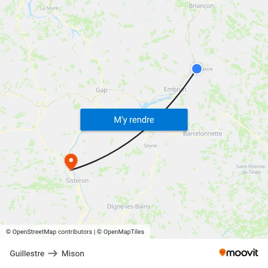 Guillestre to Mison map