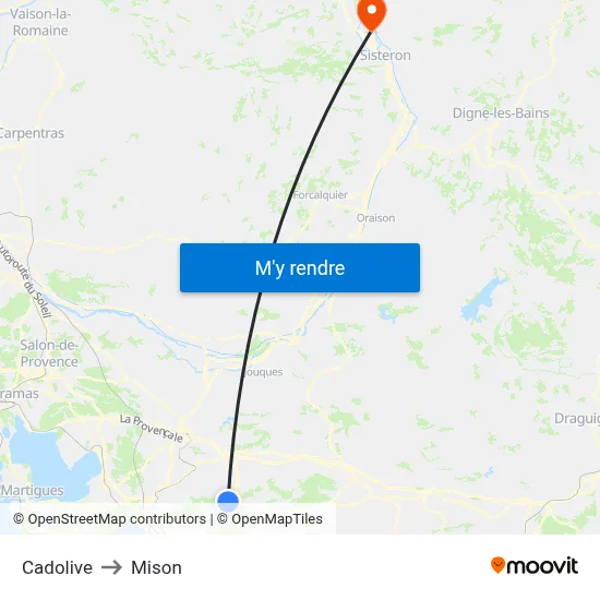 Cadolive to Mison map