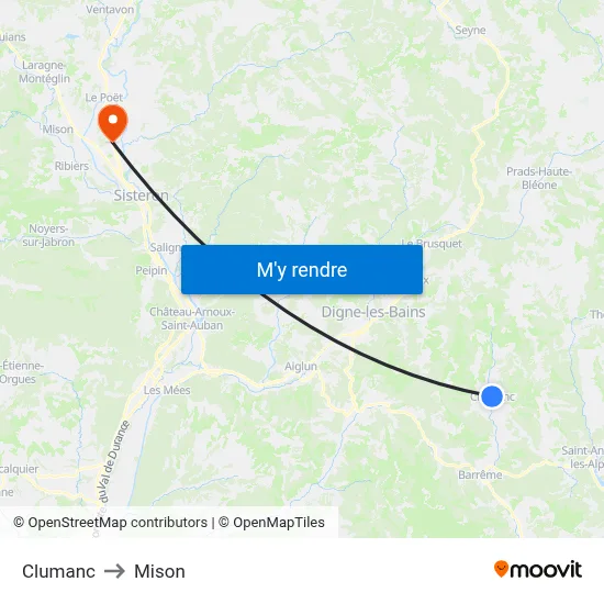 Clumanc to Mison map