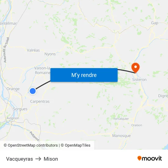 Vacqueyras to Mison map