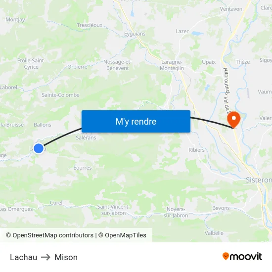 Lachau to Mison map