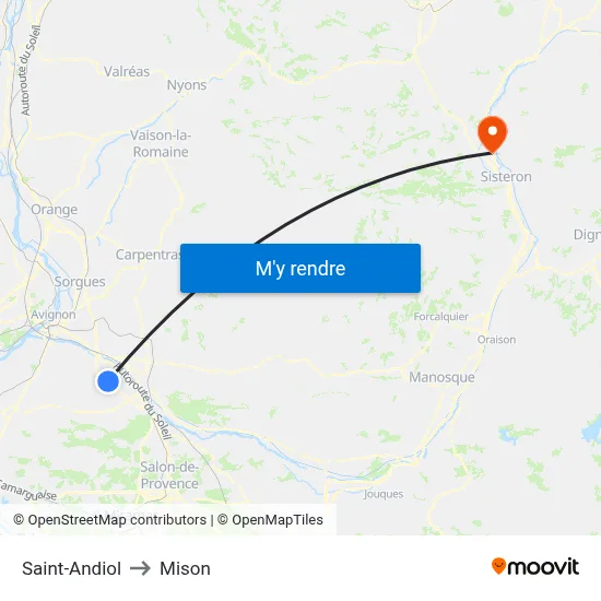Saint-Andiol to Mison map