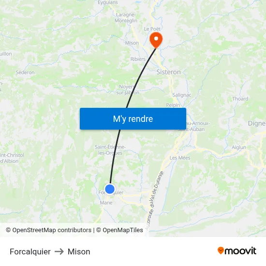 Forcalquier to Mison map