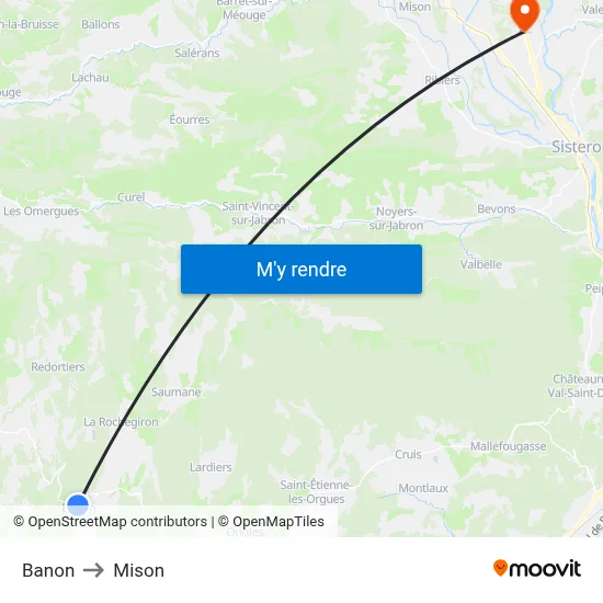 Banon to Mison map